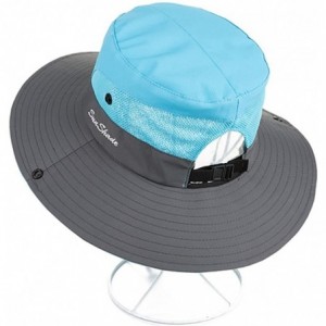 Sun Hats Safari Sun Hat Wide Brim Hat with Ponytail Hole Packable UPF 50+ for Hiking Camping - Sky Blue - CG18EWYXO3G $18.64