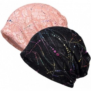 Skullies & Beanies Womens Baggy Slouchy Beanie Chemo Hat Infinity Scarf Head Wrap Cap - Zhu Pink&beige - CR198C9GDZA $25.38