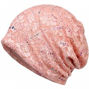 Skullies & Beanies Womens Baggy Slouchy Beanie Chemo Hat Infinity Scarf Head Wrap Cap - Zhu Pink&beige - CR198C9GDZA $25.38