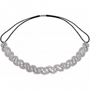 Headbands Pave Crystal Pattern Stretch Bridal Bridesmaid Hair Headband - C811U4EB8TB $19.03