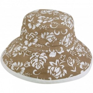 Bucket Hats Womens New Floral Bucket Hat Cotton Canvas Reversible Sun Hat - Khaki - CA119512RQH $21.82