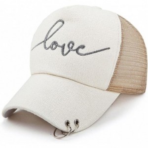 Baseball Caps Women Letter Love Baseball Cap Mesh Snapback Hat - Khaki - CM18656H0TA $18.96