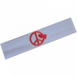 Headbands Peaceful Hearts Cotton Stretch Headband - White Band/Pink Sign - CC11LI6WRU3 $19.29