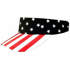 Visors Women Wide Brim Visor Hat UV Sunblock Sun Protection Beach Sports Tennis Golf Hats - Stars & Stripes Patriotic - CZ18C...