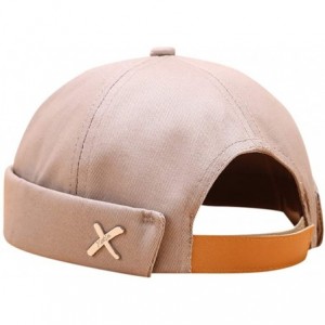 Skullies & Beanies Fashion Docker Leon Harbour Mechanic Hat Watch Cap Breathable Retro Brimless Beanie Hat Unisex - Khaki - C...