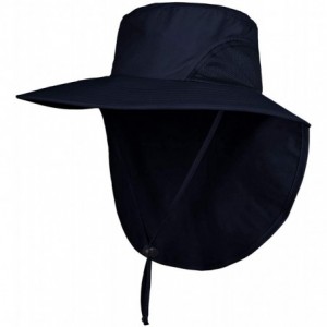 Sun Hats Unisex Outdoor Hats Sun Protection Fishing Hat Wide Brim Neck Flap UPF 50+ - Navy - C718RD885NX $30.96