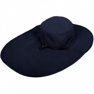 Sun Hats Unisex Outdoor Hats Sun Protection Fishing Hat Wide Brim Neck Flap UPF 50+ - Navy - C718RD885NX $31.37