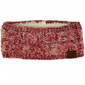 Cold Weather Headbands Winter Fuzzy Fleece Lined Thick Knitted Headband Headwrap Earwarmer - Quad Pink - C918LXL7777 $18.91
