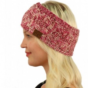 Cold Weather Headbands Winter Fuzzy Fleece Lined Thick Knitted Headband Headwrap Earwarmer - Quad Pink - C918LXL7777 $22.10