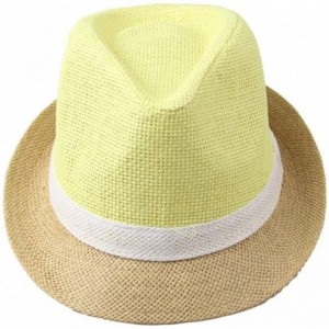 Fedoras Women's Lover Candy Colors Fedoras Cowboy Hat - Yellow - CW1237ZDZFX $24.23