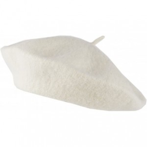 Berets Wool Blend French Beret for Men and Women in Plain Colours - Off-white - CZ12NGE849A $21.48
