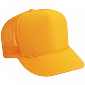 Baseball Caps Polyester Foam Front Solid Color Five Panel High Crown Golf Style Mesh Back Cap - Gold - CP11TOP9ZDR $20.69