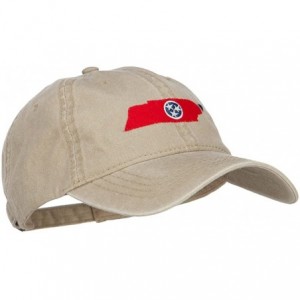 Baseball Caps Tennessee State Flag Map Embroidered Washed Cap - Khaki - C218439CH4U $45.79