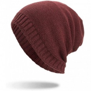Skullies & Beanies Warm Oversized Chunky Soft Oversized Cable Knit Slouchy Beanie Winter Warm Knit Hat Skull Cap - Wine 6 - C...