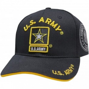 Baseball Caps Officially Licensed Embroidered US Military Baseball Cap Hat - Us Army Text & Star Black - C21887L07L9 $41.83