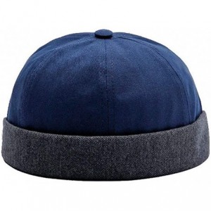 Skullies & Beanies Unisex Cotton Brimless Beanie Hat Adjustable Trendy Skull Cap Sailor Cap - Blue - CL18KD6KH55 $23.28