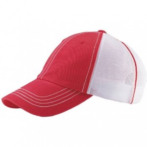 Baseball Caps Low Profile Cotton Twill Mesh Trucker Cap - Red/White - CH11BX4MN3B $19.01
