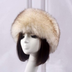 Cold Weather Headbands Women's Faux Fur Headband Soft Winter Cossack Russion Style Hat Cap - Beige&brown - C418L8KRKDU $23.65