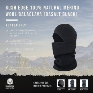 Balaclavas 100% Merino Wool Balaclava - Black - CM18Y5AAU43 $59.37