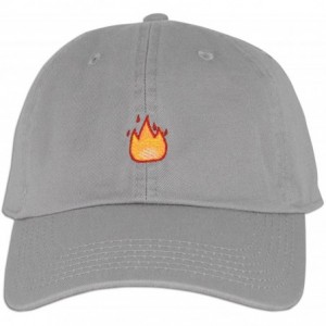 Baseball Caps Fire Emoji Baseball Cap Curved Bill Dad Hat 100% Cotton Lit Hot Flame Solid New - Grey - C417YLDZHIC $22.78