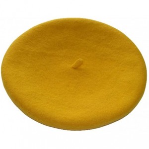 Berets Women's French Style Soft Lightweight Casual Classic Solid Color Wool Beret - Yellow - CI12HGGT1LL $17.37