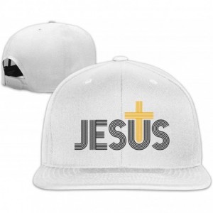 Baseball Caps Jesus Christian Cross Snapback Hats Adjustable Solid Flat Bill Baseball Caps Womens - White - CG196XQ6DQ5 $24.72