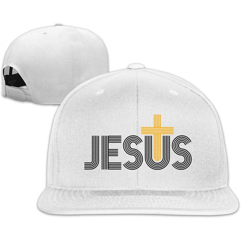 Baseball Caps Jesus Christian Cross Snapback Hats Adjustable Solid Flat Bill Baseball Caps Womens - White - CG196XQ6DQ5 $22.91