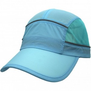 Sun Hats Quick Dry Mesh Sports Cap with Reflective Stripe Breathable Sun Run Cap - Aqua Blue - C818R0KI2ZH $23.36