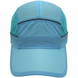 Sun Hats Quick Dry Mesh Sports Cap with Reflective Stripe Breathable Sun Run Cap - Aqua Blue - C818R0KI2ZH $18.94