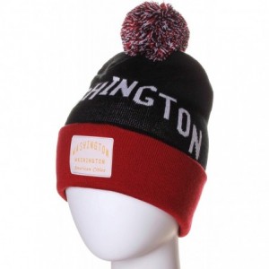 Skullies & Beanies Unisex USA Fashion Arch Cities Pom Pom Knit Hat Cap Beanie - Washington Black Burgundy - CZ12N6K43M4 $30.01