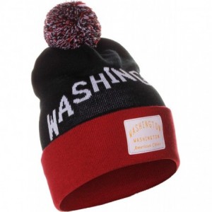 Skullies & Beanies Unisex USA Fashion Arch Cities Pom Pom Knit Hat Cap Beanie - Washington Black Burgundy - CZ12N6K43M4 $30.01
