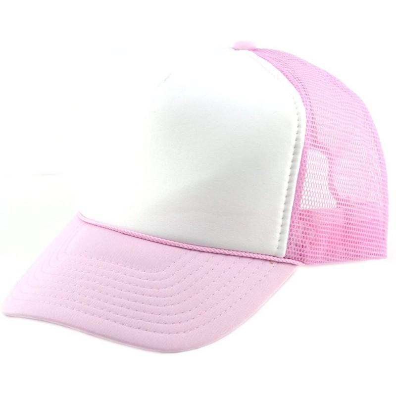Baseball Caps Blank Mesh Adjustable Snapback Cotton 6-Panel Trucker Hat Cap - Lt Pink/White - CA11LZX3RCB $18.88