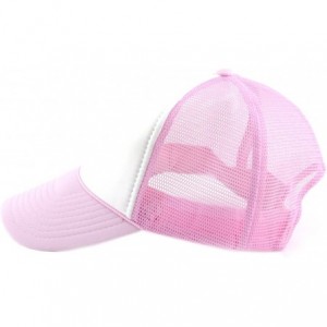 Baseball Caps Blank Mesh Adjustable Snapback Cotton 6-Panel Trucker Hat Cap - Lt Pink/White - CA11LZX3RCB $18.88