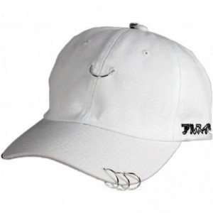 Baseball Caps Unisex Silver Ring Piercing Rock Cotton Baseball Hat Truckers - White - CJ12JKXXI8F $16.41