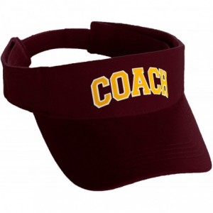 Baseball Caps Classic Sport Team Coach Arched Letters Sun Visor Hat Cap Adjustable Back - Burgundy Hat White Gold Letters - C...