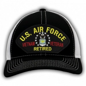 Baseball Caps US Air Force Retired - Vietnam Veteran Hat/Ballcap Adjustable One Size Fits Most - Mesh-back Black & White - CD...