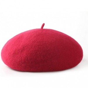 Berets Classic French Artist Beret for Women Wool Beret Hat Solid Color - Red - CC18KNOQ7IM $30.30