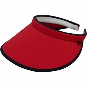 Visors Women's Brushed Cotton Clip-On Visor - Red/Black - CP12CX9SGCV $23.44