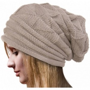 Skullies & Beanies Women Hat- Women Fashion Winter Warm Hat Girls Crochet Wool Knit Beanie Warm Caps - (Fluff) Beige - C51889...