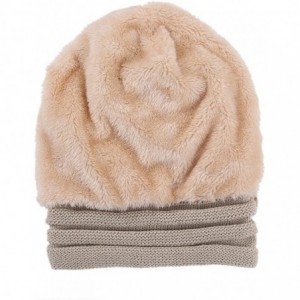Skullies & Beanies Women Hat- Women Fashion Winter Warm Hat Girls Crochet Wool Knit Beanie Warm Caps - (Fluff) Beige - C51889...