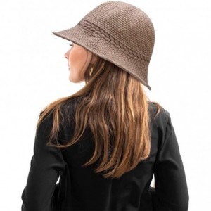 Bucket Hats Winter Bucket Hat- Women's Warm Knitted Hats Cloche Bucket Hat Knitted Wool Blend Foldable Hat for Women - Brown ...