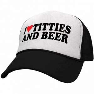 Baseball Caps I Heart Titties and Beer - Boobs and Alcohol - Trucker Style Retro Hat - Black - CT18YM8GCXH $25.27