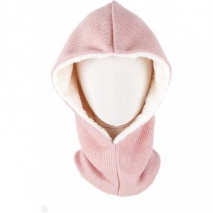 Skullies & Beanies Outdoor Warmer Fleece Hooded Scarf Hat Double Layers Warm Hoodie Hat - Pink - C118KI5RCQA $18.33