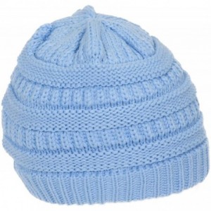 Skullies & Beanies Knit Soft Stretch Beanie Cap - Pale Blue - C012ODF6OWZ $23.36