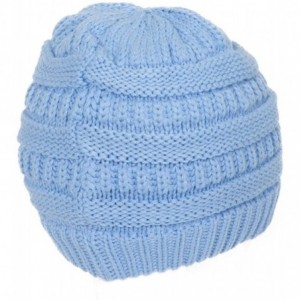 Skullies & Beanies Knit Soft Stretch Beanie Cap - Pale Blue - C012ODF6OWZ $23.36