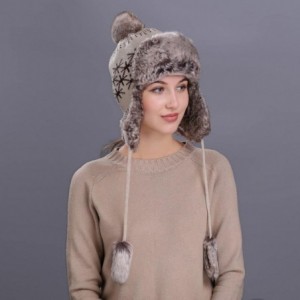 Skullies & Beanies Warm Women Winter Hat with Ear Flaps Snow Ski Thick Knit Wool Beanie Cap Hat - Beige 4 - CY1880R7OEG $28.24