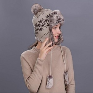 Skullies & Beanies Warm Women Winter Hat with Ear Flaps Snow Ski Thick Knit Wool Beanie Cap Hat - Beige 4 - CY1880R7OEG $28.24