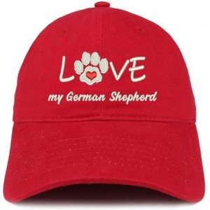 Baseball Caps I Love My German Shepherd Embroidered Soft Crown 100% Brushed Cotton Cap - Red - CZ18T08GNIH $33.03