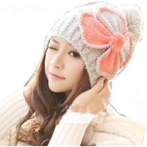 Skullies & Beanies Winter Korean Butterflies Lady Knitting Wool Hats Ear Protectors Warm Knitted Wnter Caps(N64) - Grey - C21...