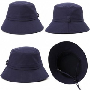 Bucket Hats Bucket Cord Sun Summer Beach Hat Wide Brim for Women Foldable UPF 50+ - 89024-navy Blue - CP18UQT6ZZT $33.99